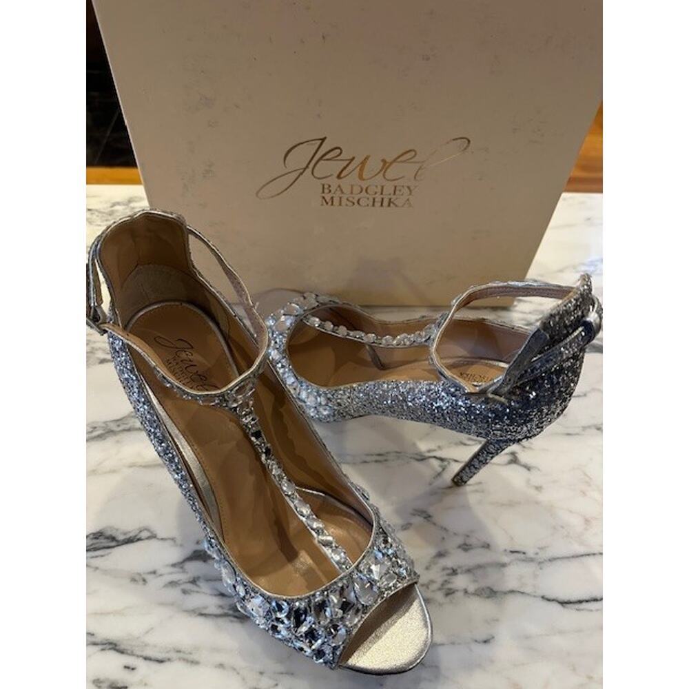 Jewel Badgley Mischka Womens Conroy Dress Sandal Size 9.5 NIB Glam Glitter - Picture 5 of 7